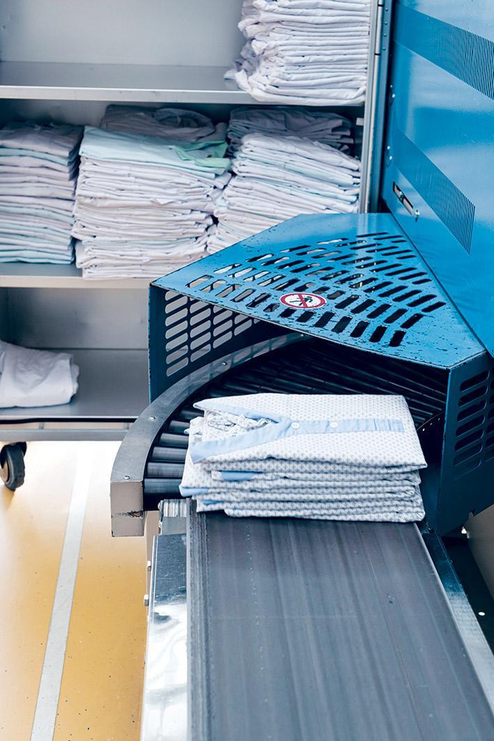 Linge propre plié et empilé